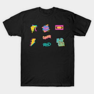 Retro 90s Neon Sticker Sheet (7pcs) T-Shirt